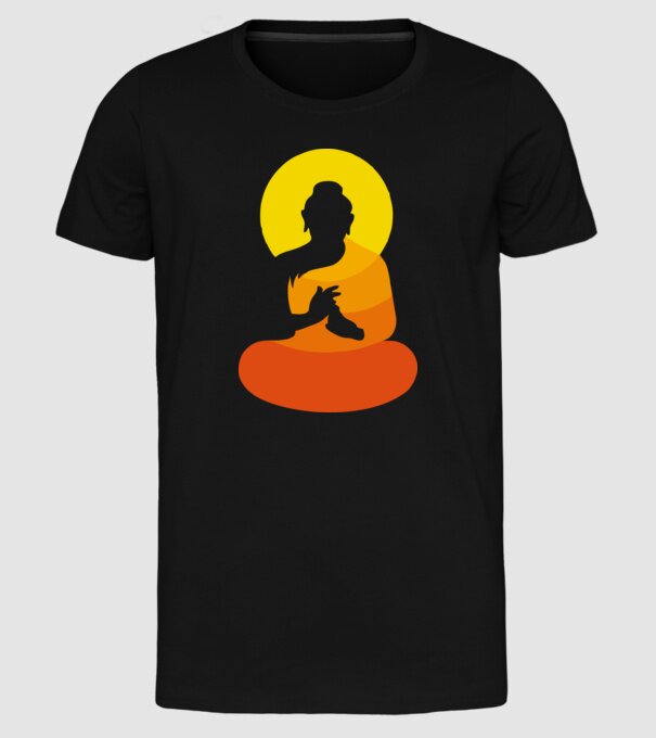 Călugăr meditator model negru pe tricou