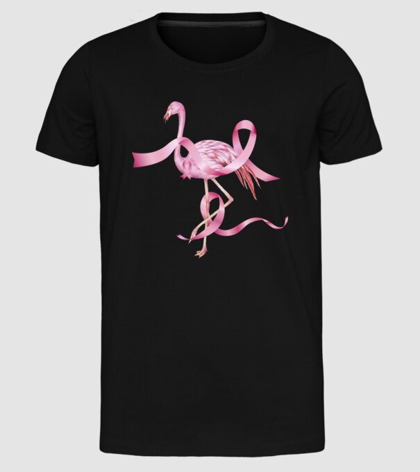 Împotriva Cancerului de sân flamingo model negru pe tricou