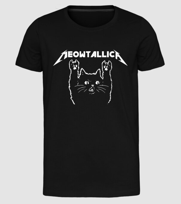 Meowtalica model negru pe tricou