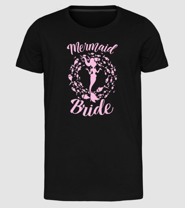 Mermaid Bride model negru pe tricou