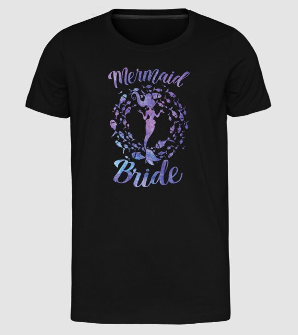 Mermaid bride aquarell model negru pe tricou