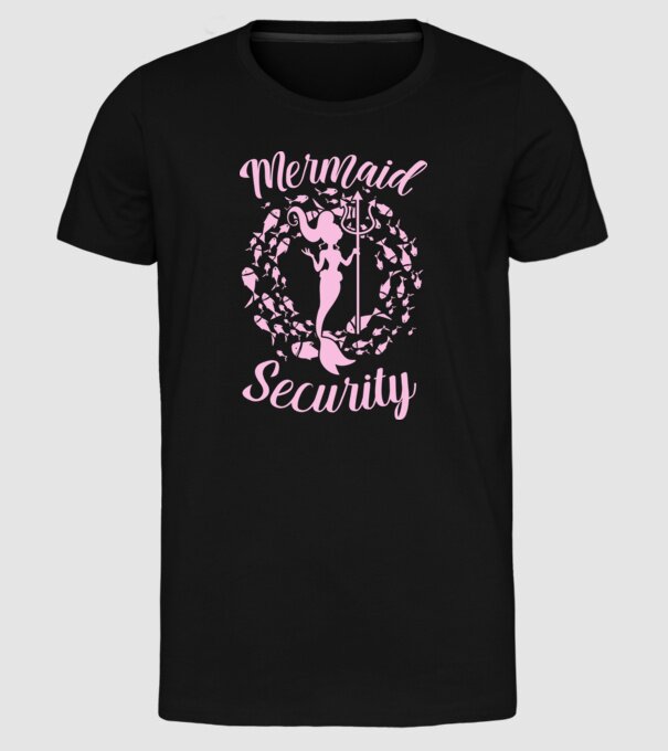 Mermaid Security girls model negru pe tricou