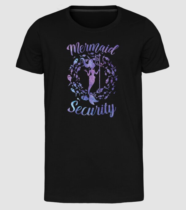 Mermaid Security girls aquarell model negru pe tricou