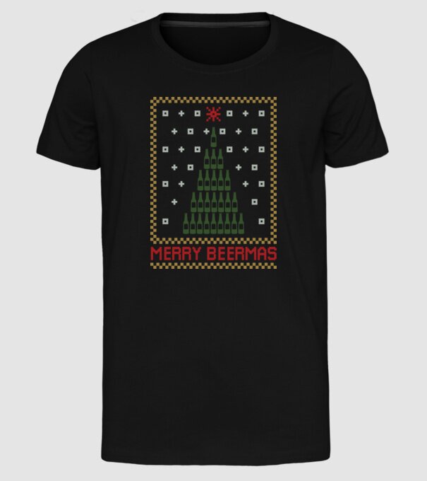 Merry Beermas model negru pe tricou