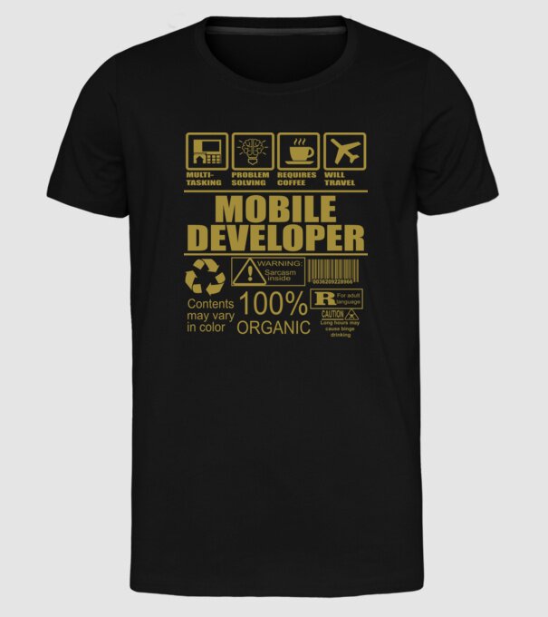 Mobile developer model negru pe tricou