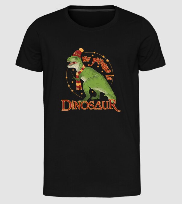My patronus is dinosaur model negru pe tricou