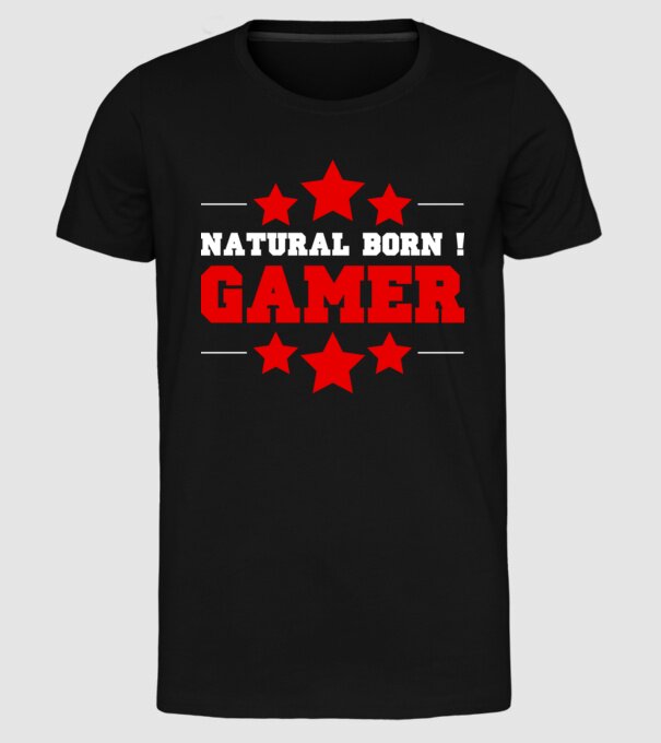 Natural born gamer model negru pe tricou