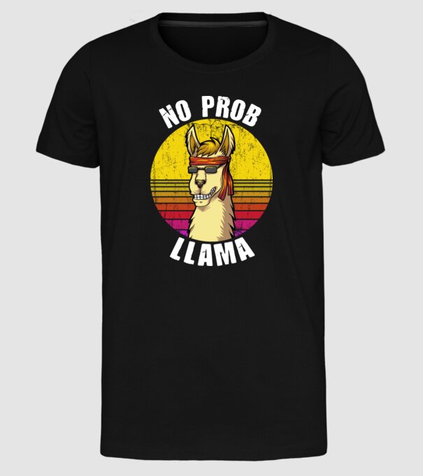 No Prob LLama - Láma model negru pe tricou