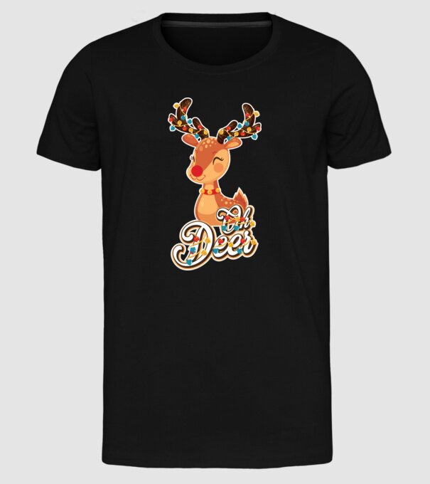 Oh deer model negru pe tricou