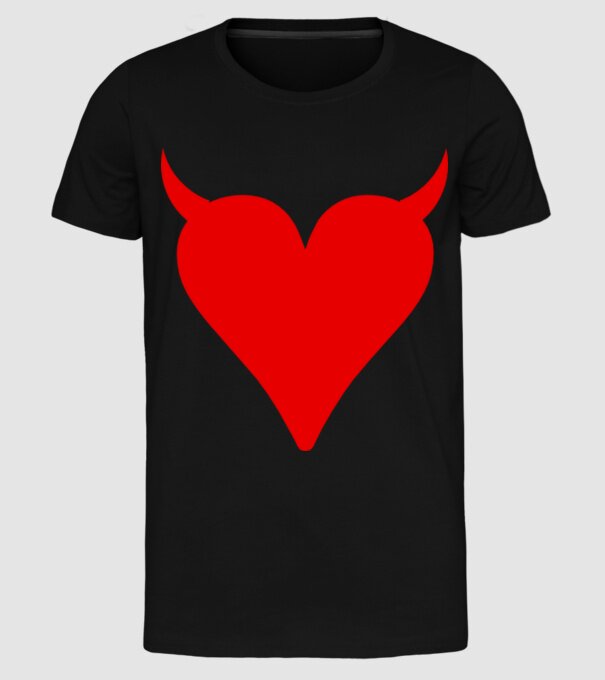 Inimă de diavol model negru pe tricou