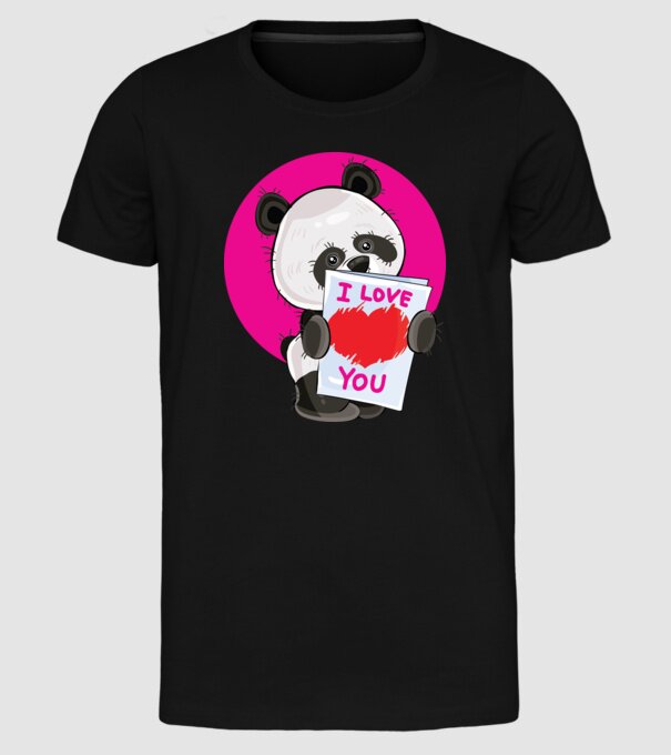 dragoste panda model negru pe tricou
