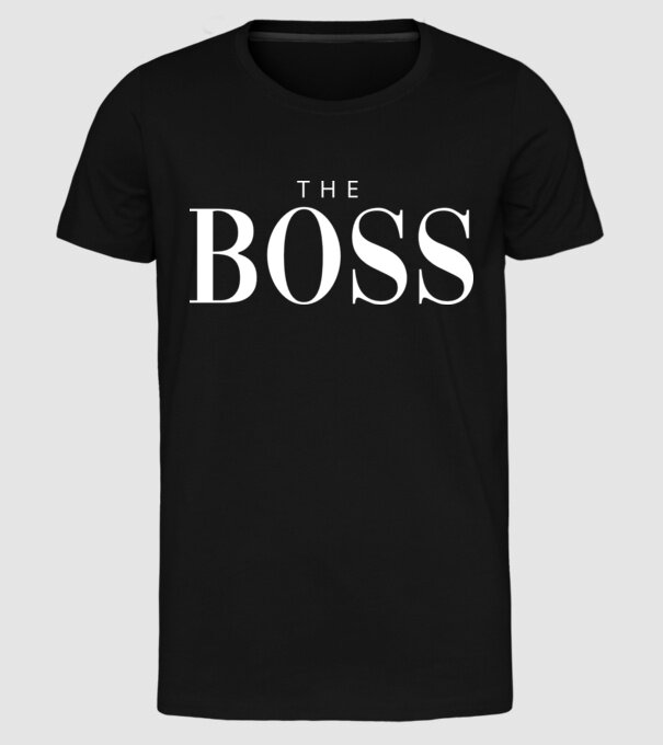 Motiv cuplu The Boss model negru pe tricou