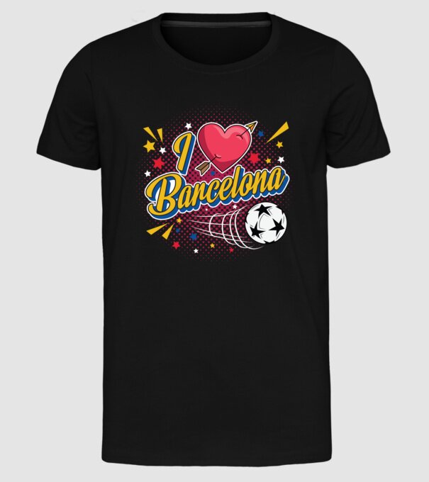 Popart Barcelona model negru pe tricou
