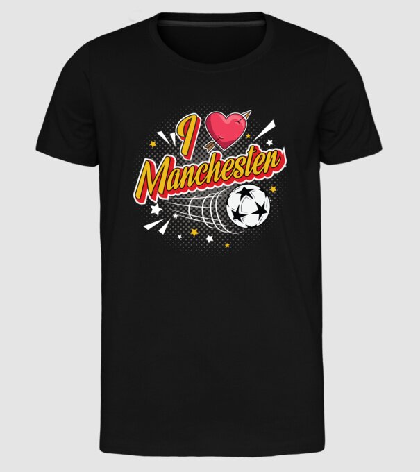 Popart Manchester model negru pe tricou
