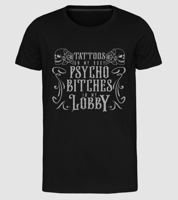 Psycho bitches model negru pe tricou