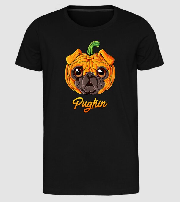 Pugkin model negru pe tricou