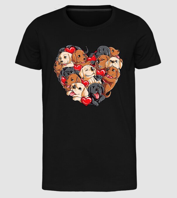 Puppy Heart model negru pe tricou