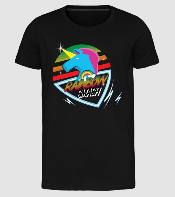Rainbow smash model negru pe tricou