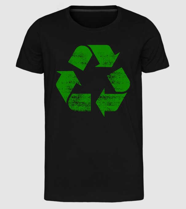 RECYCLE model negru pe tricou