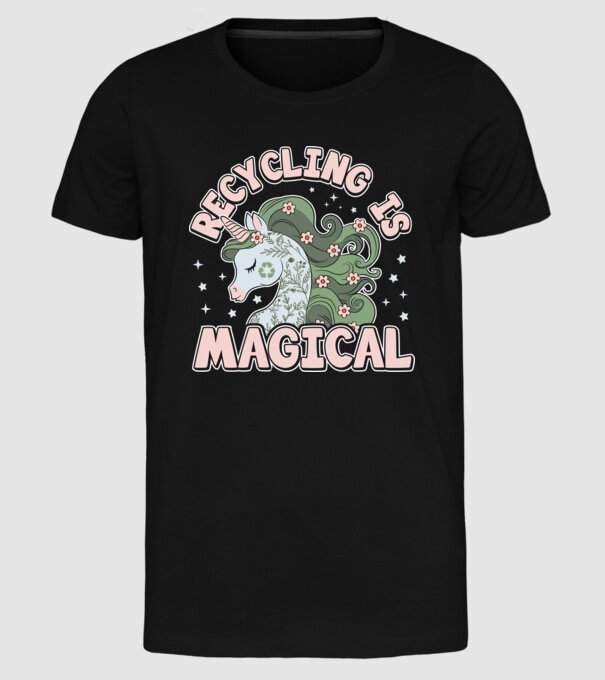 Recycling is magical model negru pe tricou