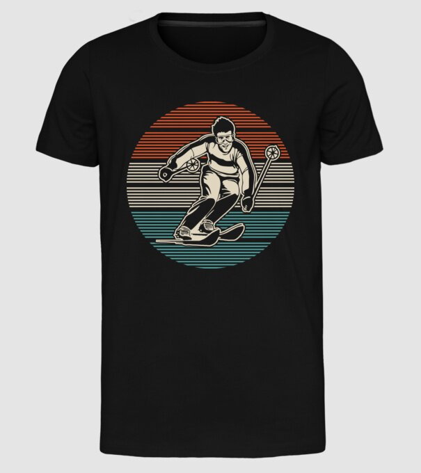 Retro circle ski model negru pe tricou