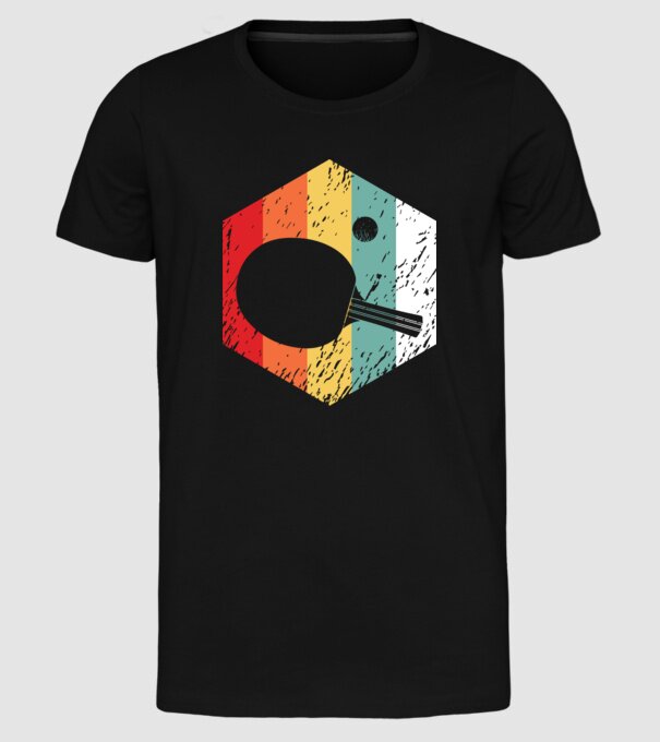 Retro Ping Pong model negru pe tricou