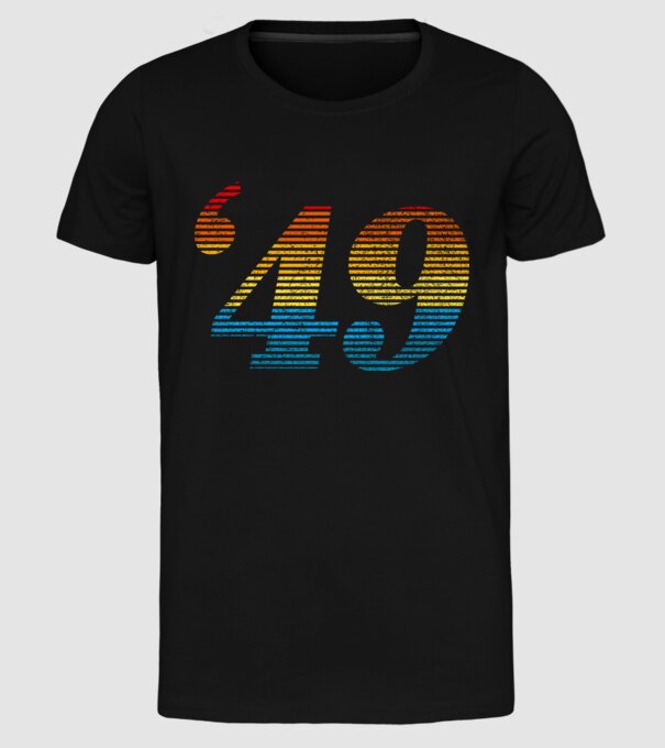 Retro Birthday 1949 model negru pe tricou