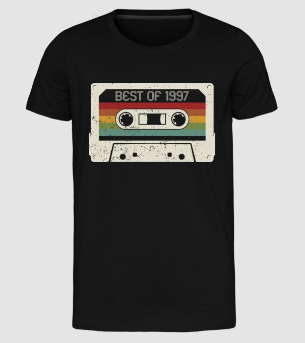 retro tape 1997 vintage model negru pe tricou