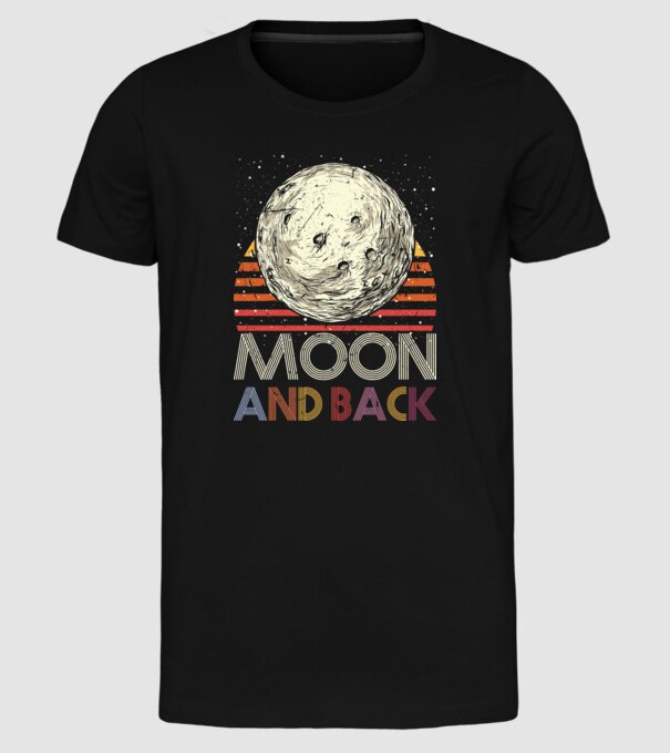 Retro vintage love you to the moon and back MOON model negru pe tricou