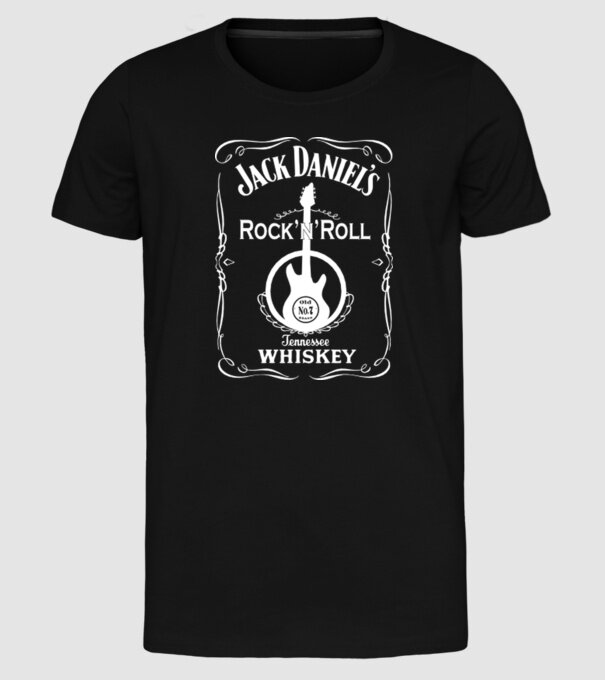 'Rock''n''Roll whiskey' model negru pe tricou