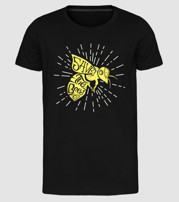 Save the bees model negru pe tricou