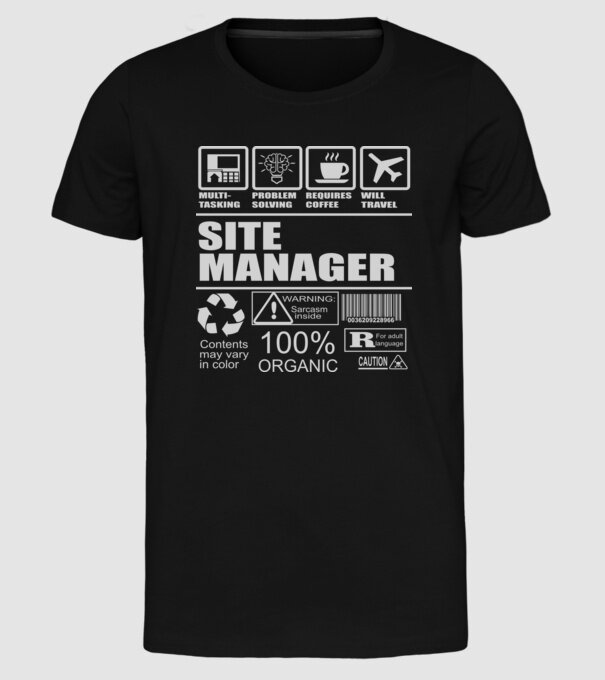 Site manager model negru pe tricou
