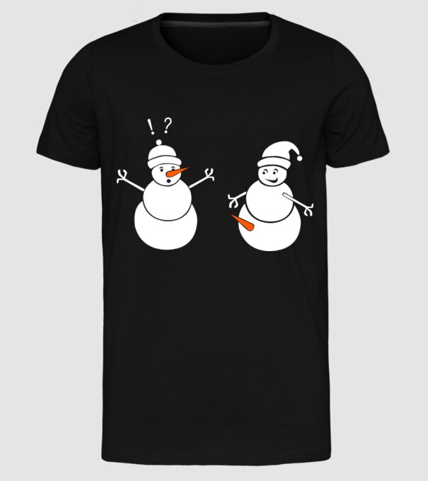Snowman in action model negru pe tricou