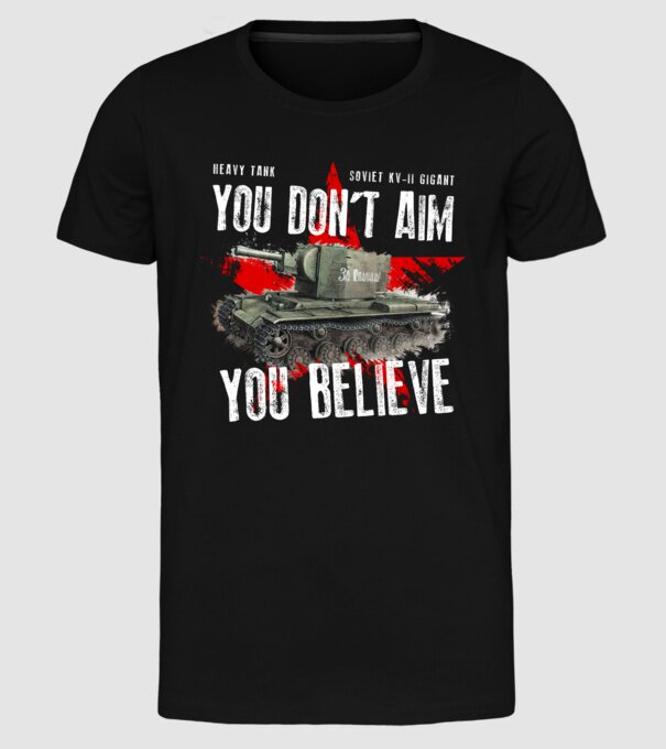 Soviet kv-II model negru pe tricou