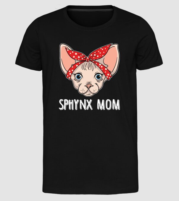 sphynx mom model negru pe tricou