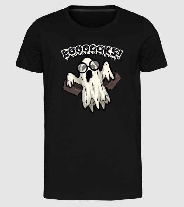 Spooky boookworm model negru pe tricou