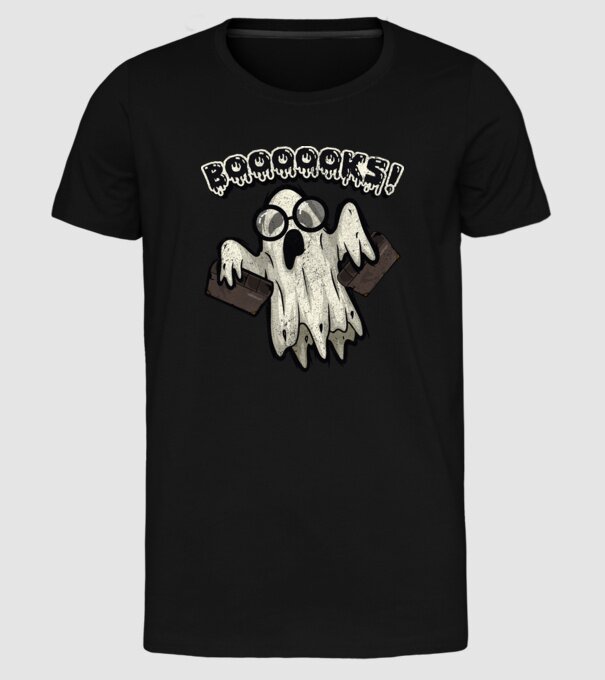 Spooky booookworm model negru pe tricou