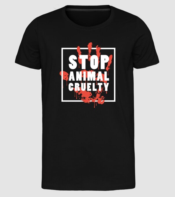 Stop animal cruelty model negru pe tricou