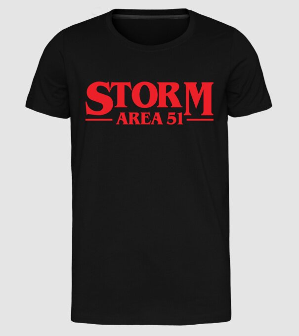 storm area 51 stranger model negru pe tricou