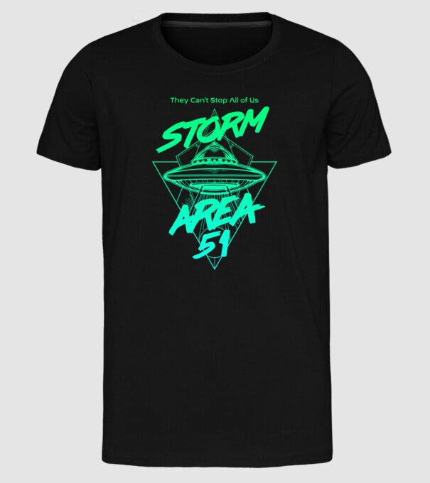 Storm area 51 ufo green model negru pe tricou