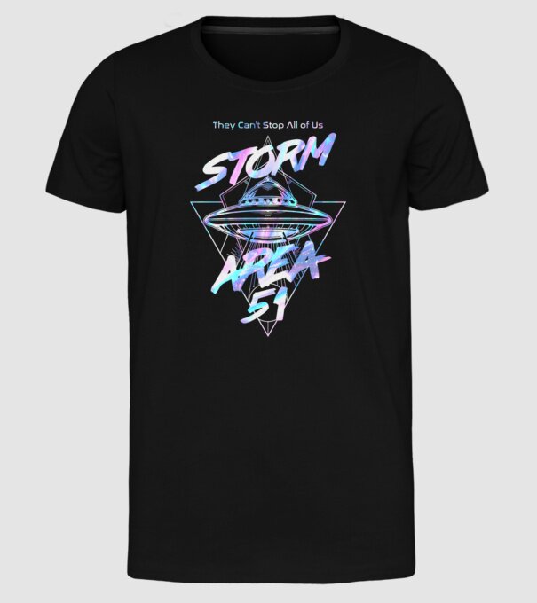 storm area 51 ufo holo model negru pe tricou