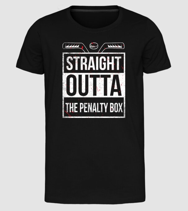 Straight outta the penalty box model negru pe tricou