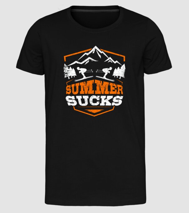 Summer sucks model negru pe tricou