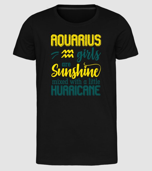 Sunshine with Hurricane AQUARIUS model negru pe tricou