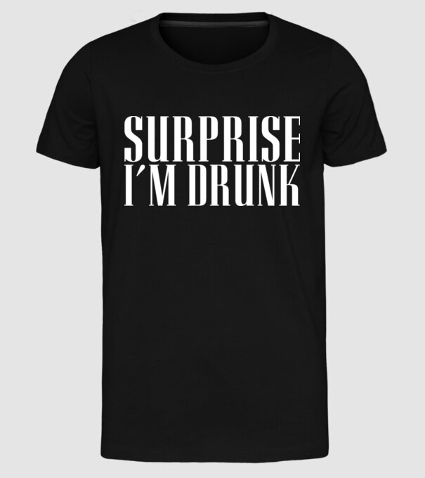 Surprise im drunk model negru pe tricou