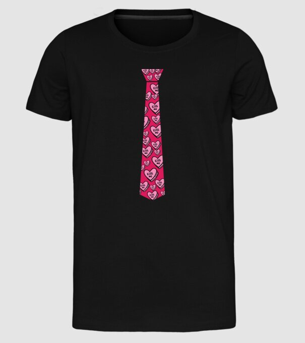 Cravată cu inimă model negru pe tricou