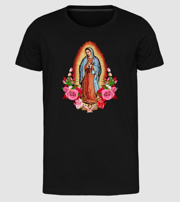 Fecioara Maria model negru pe tricou