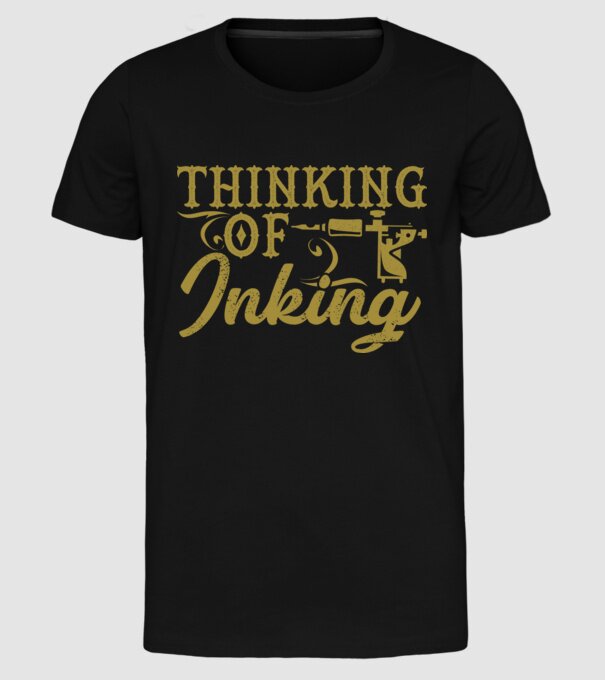 Thinking of inking model negru pe tricou