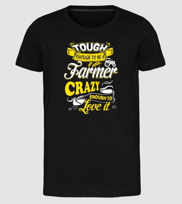Tough enough to be a farmer Traktoros model negru pe tricou