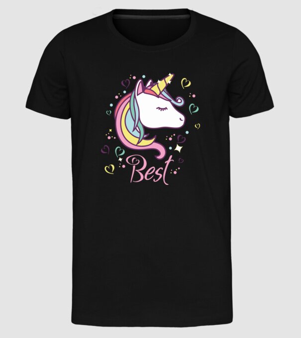 Unicorn Best model negru pe tricou